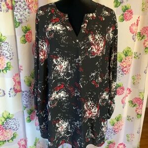Cato Black and Red Swirl Women's Blouse